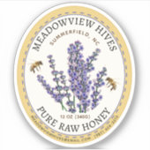 Small Jar Oval Lavendel Honey Label mit Biene (Vorderseite)