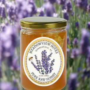Small Jar Oval Lavendel Honey Label mit Biene