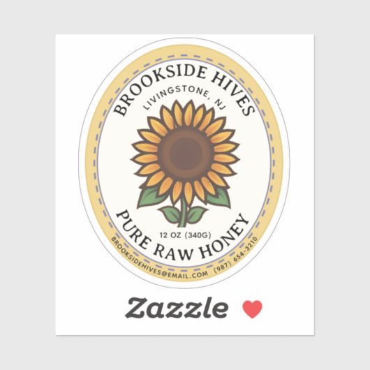 Small Jar Oval Sunflower Honey Label (Blatt)