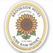 Small Jar Oval Sunflower Honey Label (Vorderseite)