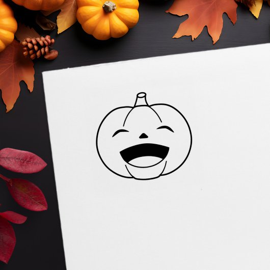 Small Laughing Halloween Pumpkin 1x1 Gummistempel