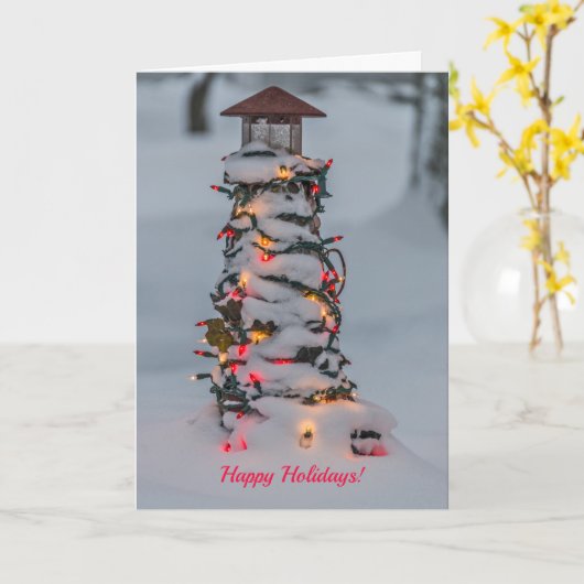 Small Lighthouse Decorated for Christmas Karte (Gelbe Blume)