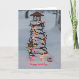 Small Lighthouse Decorated for Christmas Karte