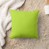 Small Lime Green and White Polka Dots Throw Pillow Kissen (Decke)