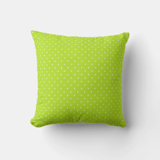 Small Lime Green and White Polka Dots Throw Pillow Kissen