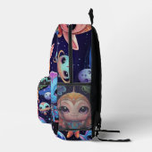 Small Multi-Coloured Aliens in Space  Bedruckter Rucksack (Rechts)