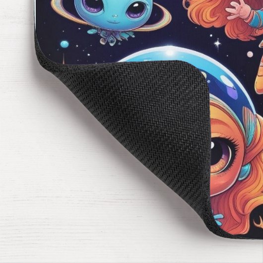 Small Multi-Coloured Aliens in Space Mousepad (Ecke)