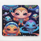 Small Multi-Coloured Aliens in Space Mousepad (Vorne)