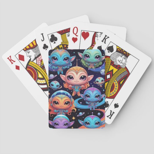 Small Multi-Coloured Aliens in Space Spielkarten (Rückseite)