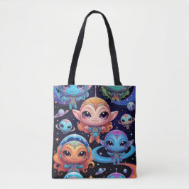 Small Multi-Coloured Aliens in Space Tasche