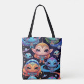 Small Multi-Coloured Aliens in Space Tasche (Rückseite)