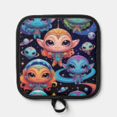 Small Multi-Coloured Aliens in Space Topflappen (Vorderseite)