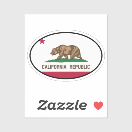 Small oval California State flagge Aufkleber (Blatt)