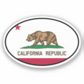 Small oval California State flagge Aufkleber (Vorderseite)