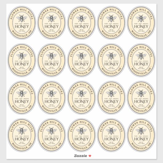 Small Oval Honey Label French Bee Queenline Jars (Blatt)