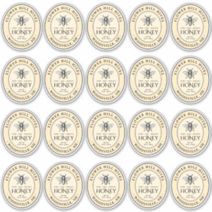 Small Oval Honey Label French Bee Queenline Jars