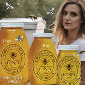 Small Oval Honey Label French Bee Queenline Jars