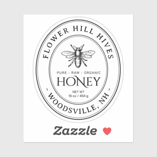 Small Oval Honey Label French Bee Queenline Jars (Blatt)