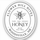 Small Oval Honey Label French Bee Queenline Jars (Vorderseite)