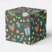 Small Party Favor Gift Box Green Christmas Pattern Geschenkschachtel (Rückseite)
