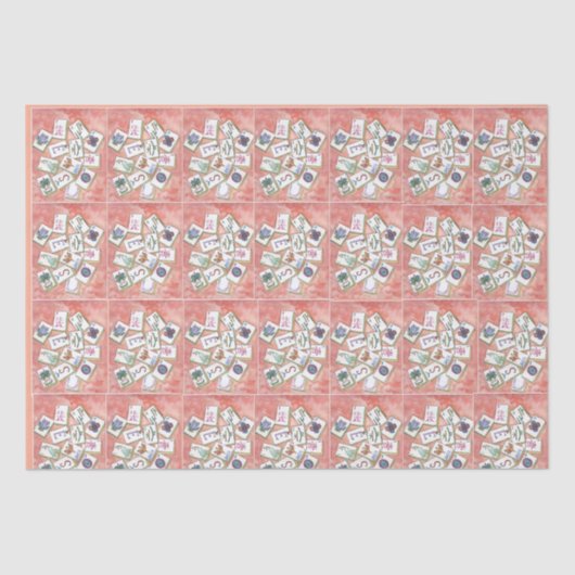small peach mahjong tiles seidenpapier (Vorderseite)