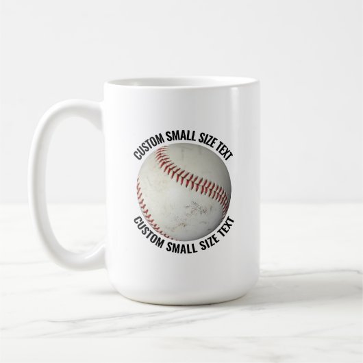 Small Personalized Text Baseball 15 oz. Custom Kaffeetasse (Links)