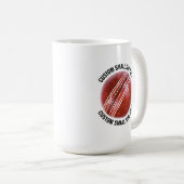 Small Personalized Text Cricket Ball 15 oz. Custom Kaffeetasse (VorderseiteRechts)