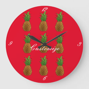 Small Pineapples Thunder_Cove Große Wanduhr