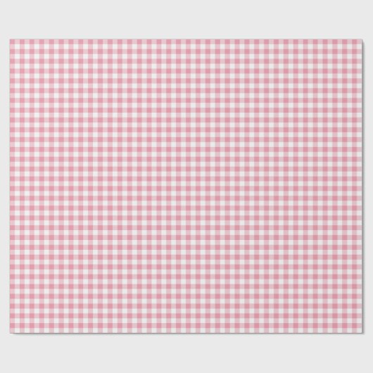 Small Pink Gingham Karo Geschenkpapier (Flach)