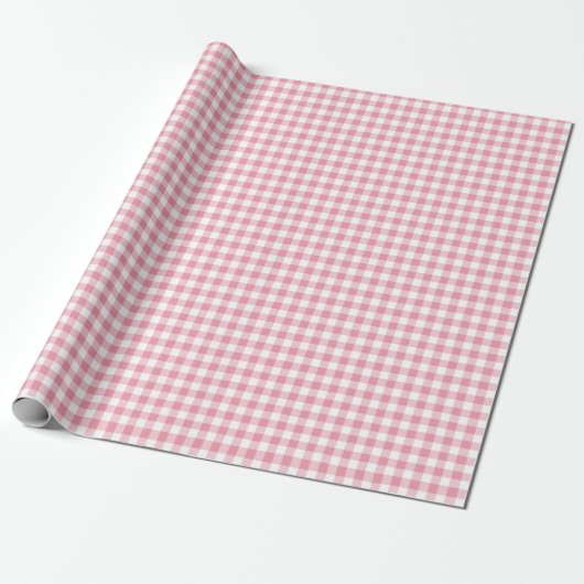Small Pink Gingham Karo Geschenkpapier (Ungerollt)