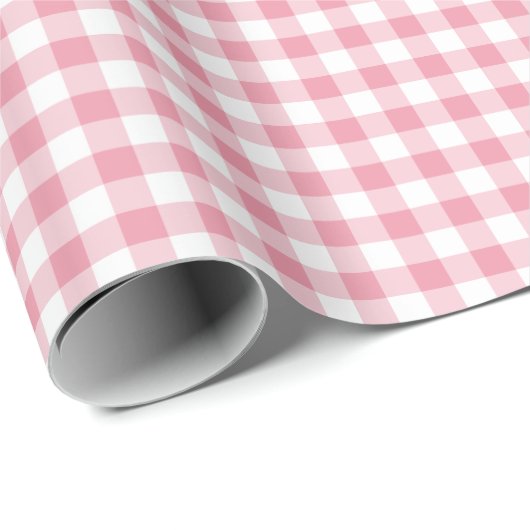 Small Pink Gingham Karo Geschenkpapier (Rolleneckpunkt)