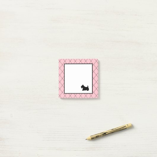 Small Pink Scottish Terrier Post It Notes Post-it Klebezettel (Auf Schreibtisch)
