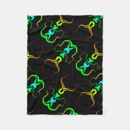 Small polar cover orange green blue on black fleecedecke