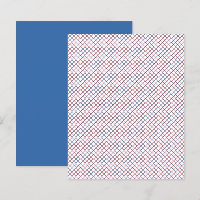 Small Red White Blue Grid Scrapbook Paper (Vorne/Hinten)