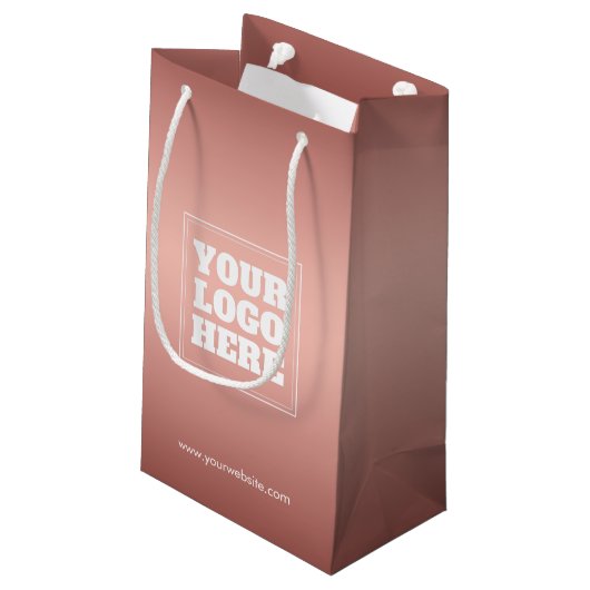 Small Rose Gold-Geschenktasche Custom Business Log Kleine Geschenktüte (Rückseite Schrägansicht)