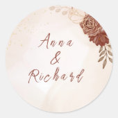 Small Round Wedding Sticker | Elegant Botanical  (Vorderseite)