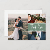 Small Sage green Custom Wedding photo collage Dankeskarte (Vorne/Hinten)