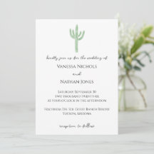 Small Sage Green Saguaro Cactus Wedding Einladung