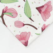 Small Scale Pink Cherry Blossom Floral Pattern Fleecedecke (Ecke)