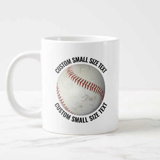 Small Size Personalized Text Baseball Custom Jumbo-Tasse (Links)