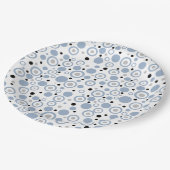 Small Slate Blue Silver Black Polka Dots Pappteller (Schrägansicht)