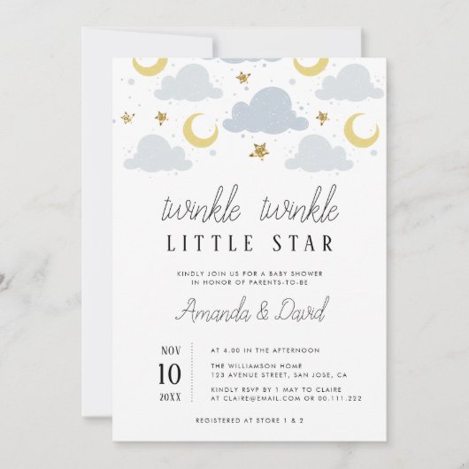 Small Star Paare Babydusche Einladung (Vorderseite)