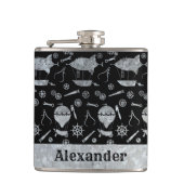 Small Steampunk Silver Zink Airship Individuelle N Flachmann (Vorderseite)