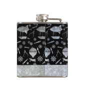 Small Steampunk Silver Zink Airship Individuelle N Flachmann (Rückseite)