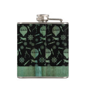 Small Steampunk Verdigris Balloons Thema nach Maß Flachmann (Rückseite)