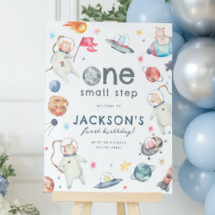 Small Step Space 1 1. Geburtstag Party Begrüßungsz Poster