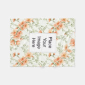 Small Throw Blanket, Peach Flowers, Add Name/Pic Fleecedecke (Vorderseite (Horizontal))