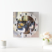 Small Town Barber Shop Quadratische Wanduhr (Zuhause)