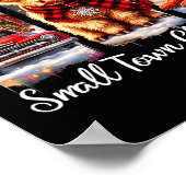 Small Town Christmas Highland Cow Western Art Poster (Ecke)