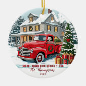 Small Town Christmas USA Familie Keramik Ornament (Vorne)